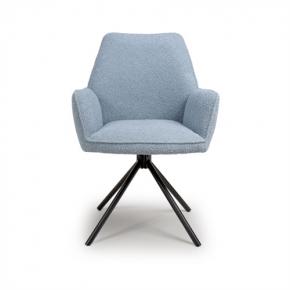 CARVER STYLE LIGHT BLUE BOUCLE DINING CHAIRS