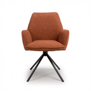 CARVER STYLE RUST ORANGE BOUCLE DINING CHAIRS