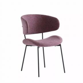 NATURAL DUSTY ROSE FABRIC DINING CHAIR WITH BLACK METAL LEGS