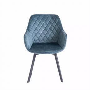 CONTEMPORARY Teal VELVET SWIVEL DINING CHAIRS WITH BLACK LEGS 