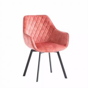 CONTEMPORARY Pink VELVET SWIVEL DINING CHAIRS WITH BLACK LEGS 