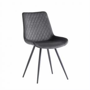 LUXURY Dark Gray VELVET DINING CHAIR WITH QUILTED BACK
