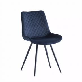 LUXURY Dark Blue VELVET DINING CHAIR WITH QUILTED BACK