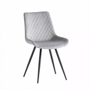 LUXURY Light Gray VELVET DINING CHAIR WITH QUILTED BACK