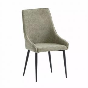 Olive Green Fabric Dining Chair With Black Metal Leg