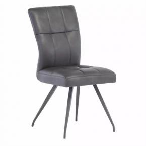 GREY FAUX LEATHER AND FABRIC MIX DINING CHAIR