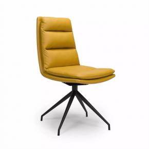 Yellow FAUX LEATHER SWIVEL DINING CHAIRS WITH Metal Base