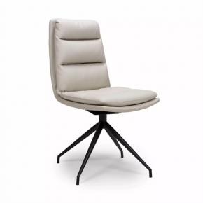 Beige FAUX LEATHER SWIVEL DINING CHAIRS WITH Metal Base