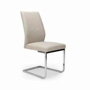 CONTEMPORARY Comfortable Beige Leather CANTILEVER DINING CHAIRS