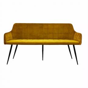 CARVER STYLE SQUARE QUILTED Yellow VELVET DINING BENCH 160CM