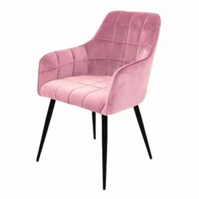 CARVER STYLE SQUARE QUILTED Pink VELVET DINING CHAIRS