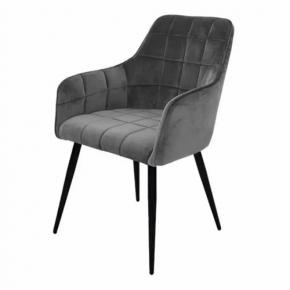 CARVER STYLE SQUARE QUILTED Gray VELVET DINING CHAIRS