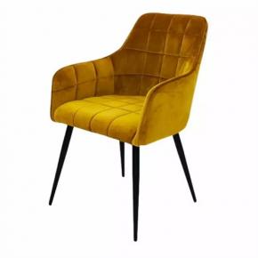 CARVER STYLE SQUARE QUILTED Yellow VELVET DINING CHAIRS