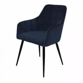 CARVER STYLE SQUARE QUILTED Deep Blue VELVET DINING CHAIRS