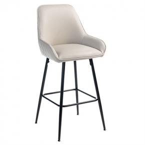 Light Grey Faux Leather Bar Stool with Black Legs