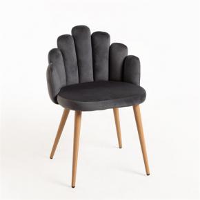 Stylish dark gray velvet cafe chair metal legs