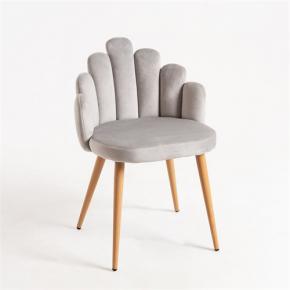 Stylish warm gray velvet cafe chair metal legs