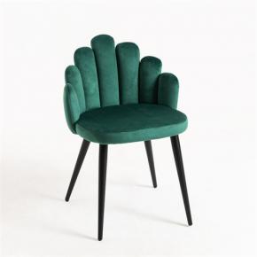 Modern green velvet cafe chair black metal legs