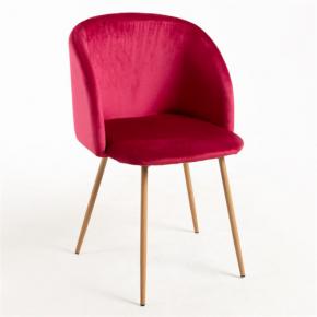Red velvet dining chair heat transfer printing leg