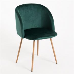 Green velvet dining chair heat transfer printing leg
