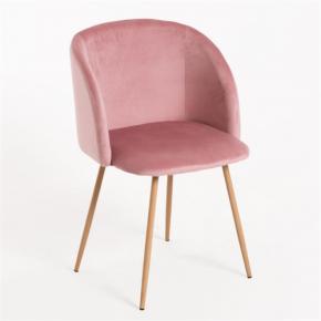 Pink velvet dining chair heat transfer printing leg