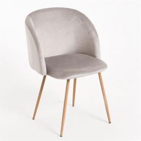 Warm gray velvet dining chair heat transfer printing leg