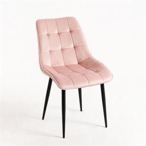 Pink velvet kitchen chair black metal leg