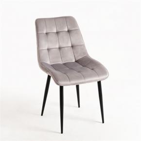 Warm gray velvet kitchen chair black metal leg
