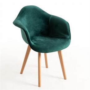 Green fabric Armchair DAW style beech wood leg