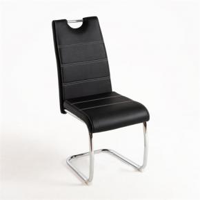 Elegant dining chair black faux leather chromed base