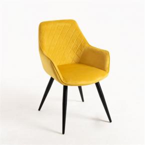 Yellow leisure upholstered accent dining chair 