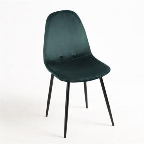 Turquoise velvet dining side chair black metal leg