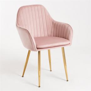 Contemporary pink velvet dining armchair