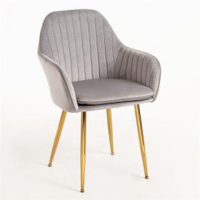 Contemporary warm gray velvet dining armchair