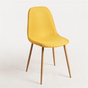 Yellow fabric side chair armless