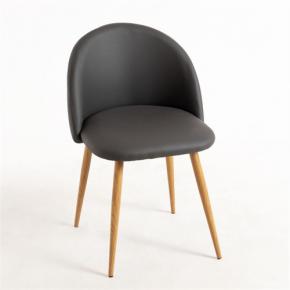 Mid back gray leather dining cafe chair