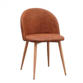 Mid back brown leather dining cafe chair