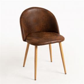 Mid back vintage brown leather dining cafe chair