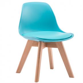 Kids Chair Blue PP Seat wood leg