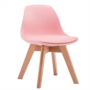 Kids Chair Pink PP Seat wood leg