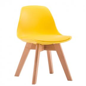 Kids Chair Yellow PP Seat wood leg