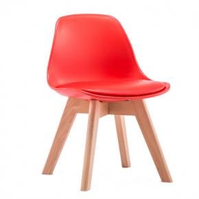 Kids Chair Red PP Seat wood leg