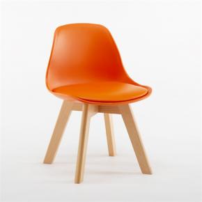 Kids Chair Orange PP Seat wood leg