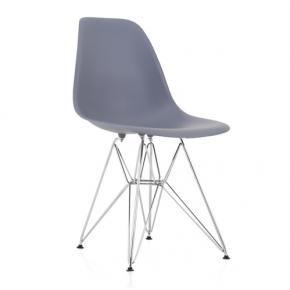 DSR Molded Gray Plastic Dining Shell Chair with Steel Eiffel Legs