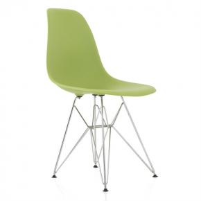 DSR Molded Green Plastic Dining Shell Chair with Steel Eiffel Legs