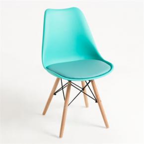 Tulip chair light green polypropylene seat with cushion