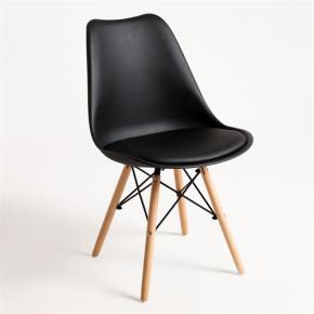 Tulip chair black polypropylene seat with cushion