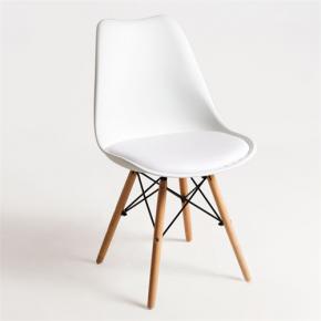 Tulip chair white polypropylene seat with cushion