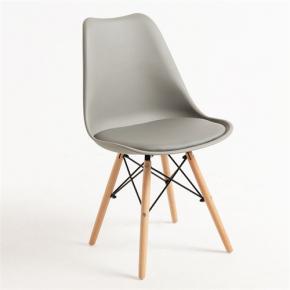 Tulip chair warm gray polypropylene seat with cushion