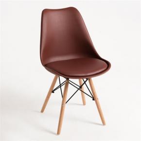 Tulip chair dark brown polypropylene seat with cushion